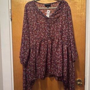 Black Label Floral Women's Top - Burgundy